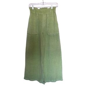 YFB Young Fabulous & Broke Linen Wide Leg Pants Womens S Sage Green Boho Coastal